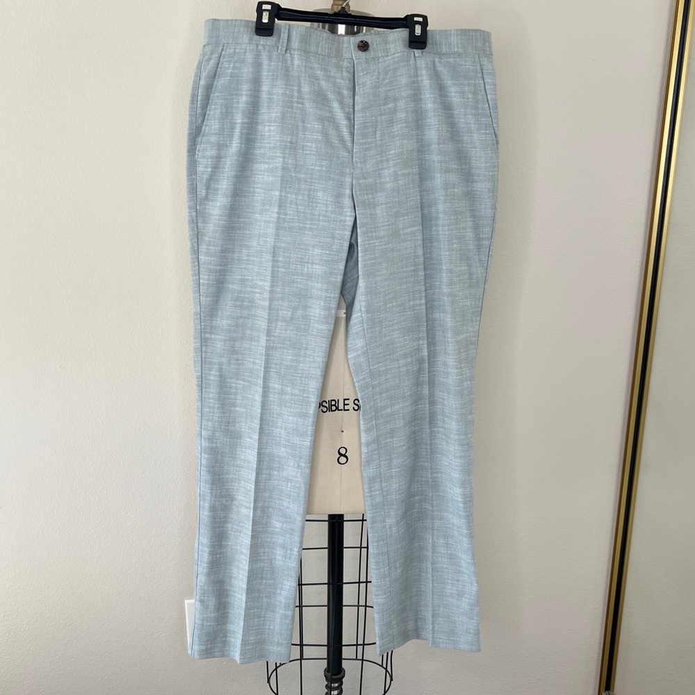 Tasso Elba Light Blue Cotton Linen Pants, 32x30